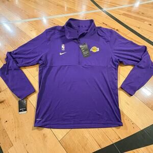 NWT Nike NBA Los Angeles Lakers Dri-FIT Coaches 1/4 Zip Jacket Purple Mens XL